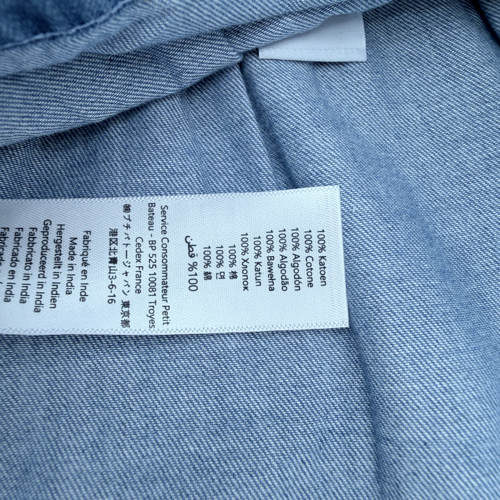 Robe salopette en denim bleu — 6 mois