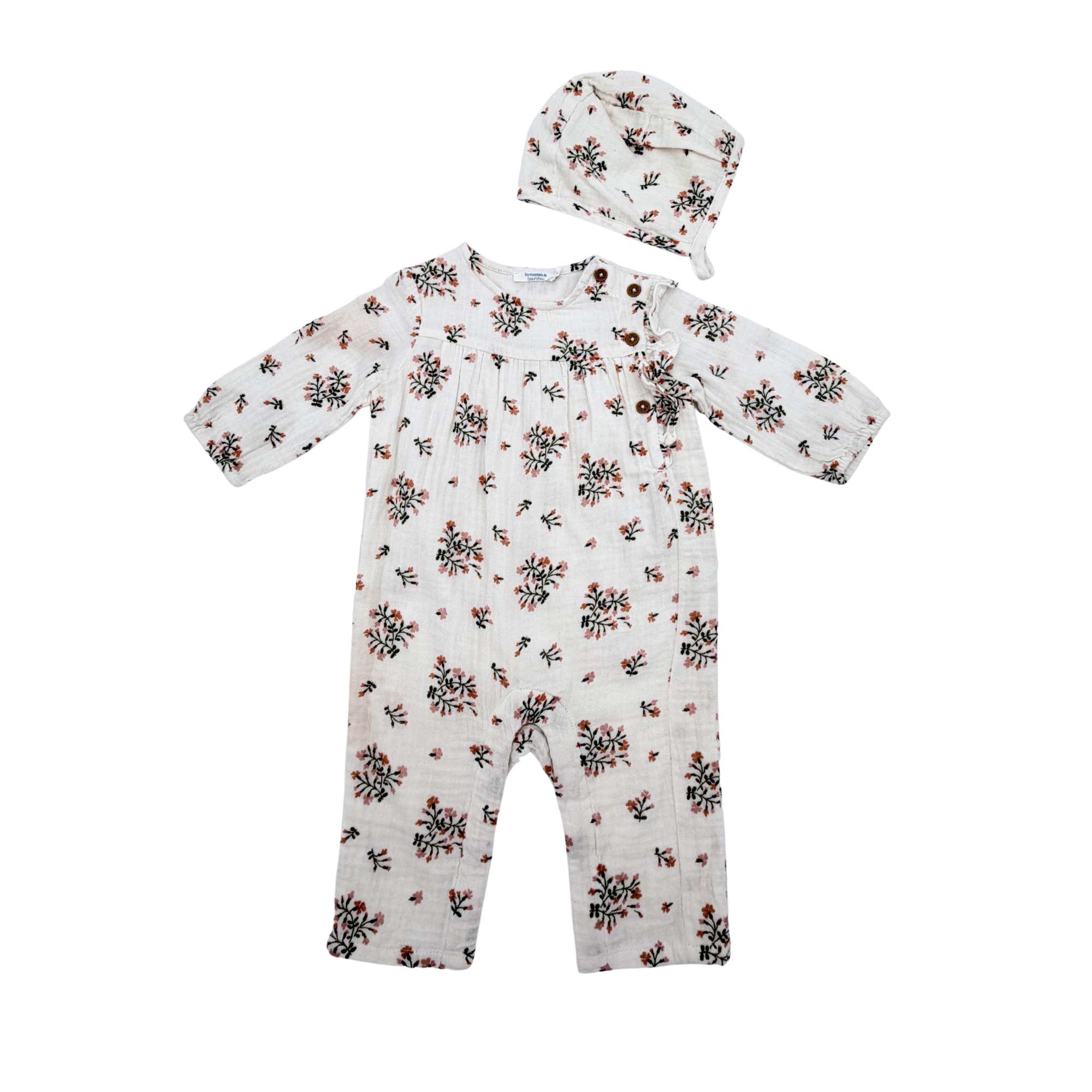 Combinaison fleurie avec bonnet — 6 mois