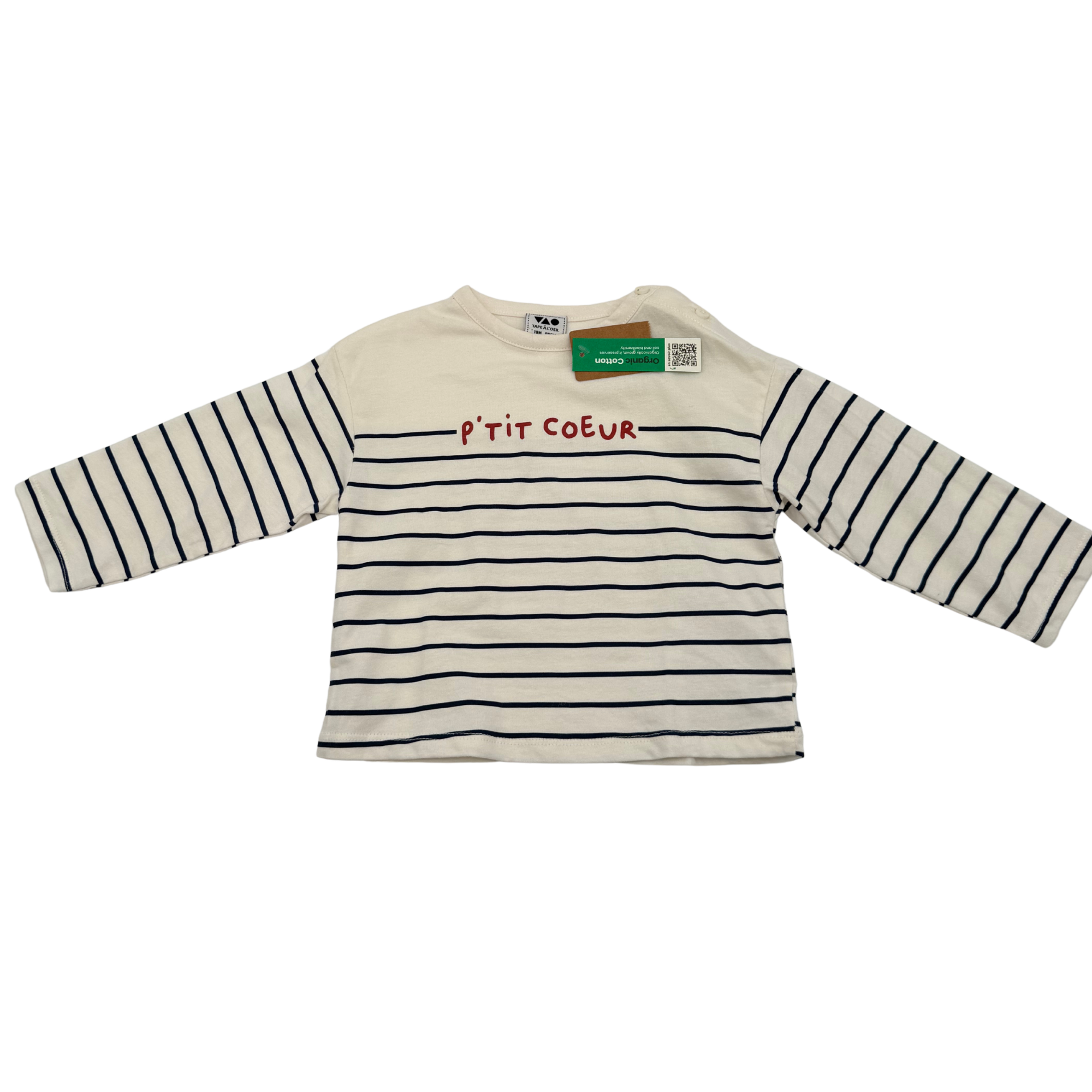 T-shirt bébé marinière « P'tit Cœur » - 18 mois