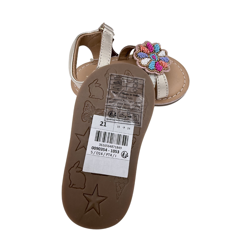 Sandales dorées fleur perlée — 21