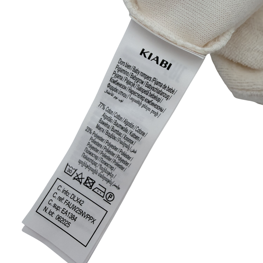 Pyjama velours écru “Petit Gourmand” — 1 mois