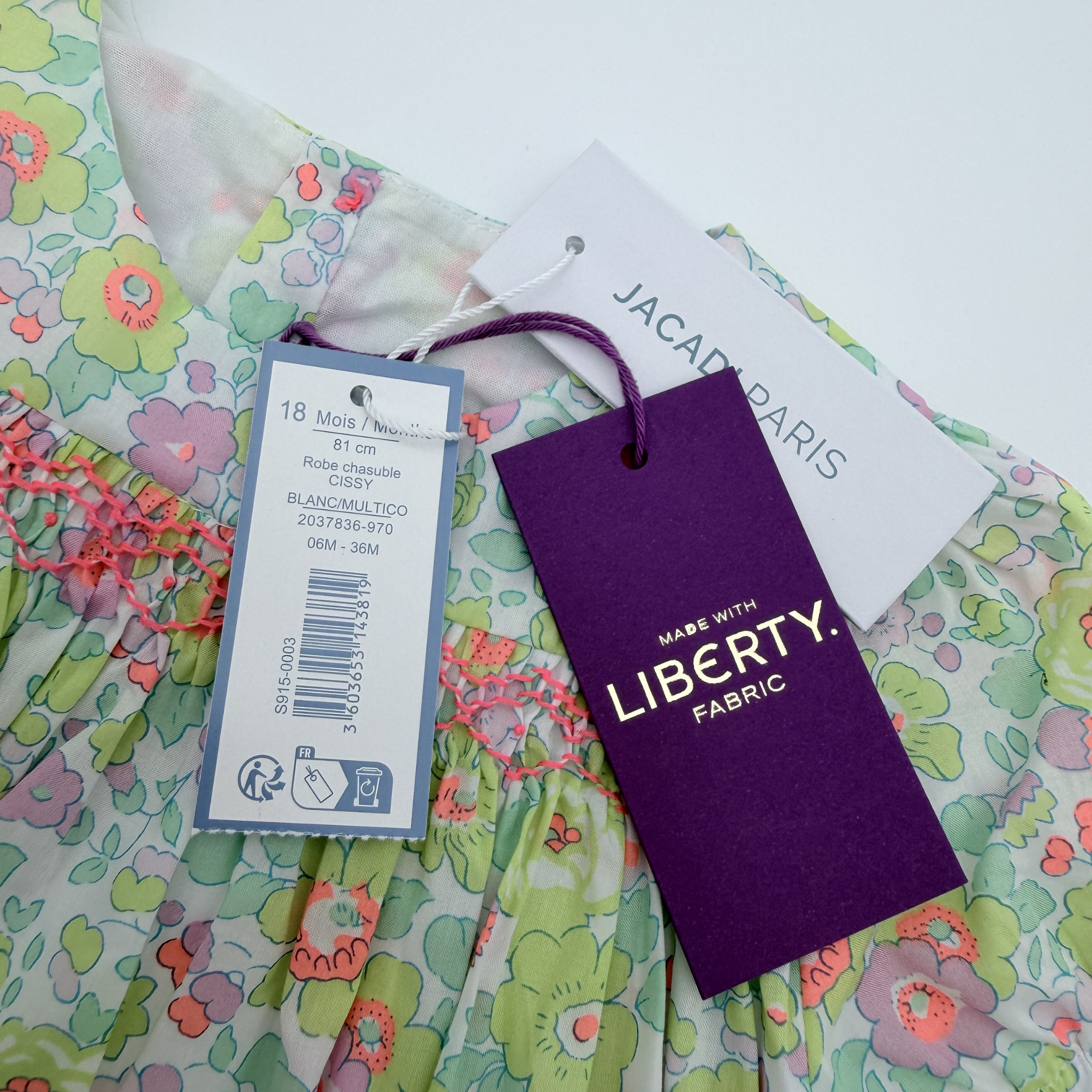 Robe verte liberty — 18 mois