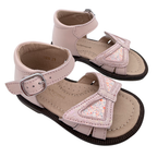 Sandales ouvertes rose poudré à nœud pailleté — 21