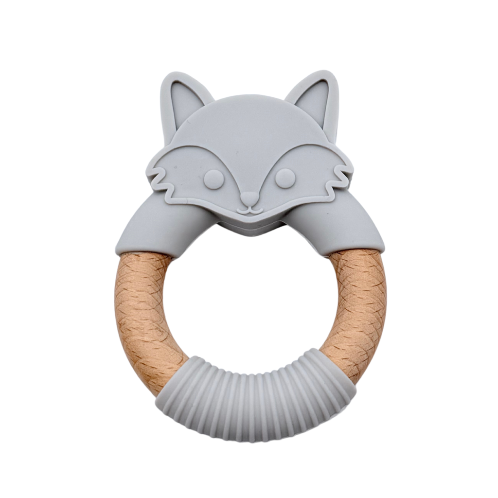 Anneau de dentition renard gris et bois