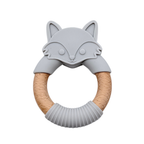 Anneau de dentition renard gris et bois