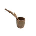 Ensemble gobelet citron et paille licorne en silicone