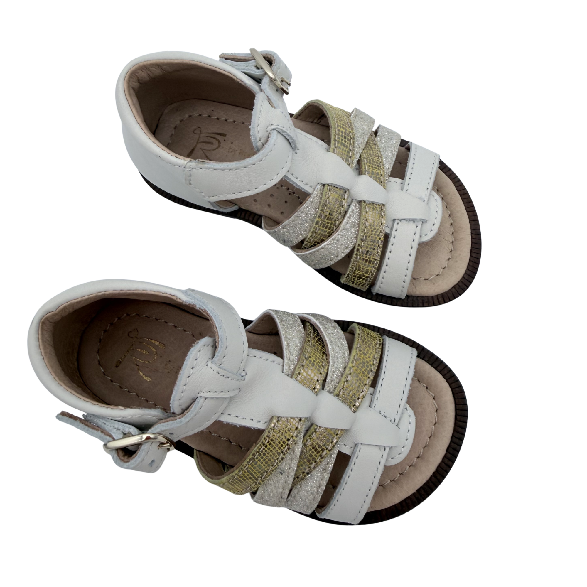 Sandales blanches et dorées à brides — 22