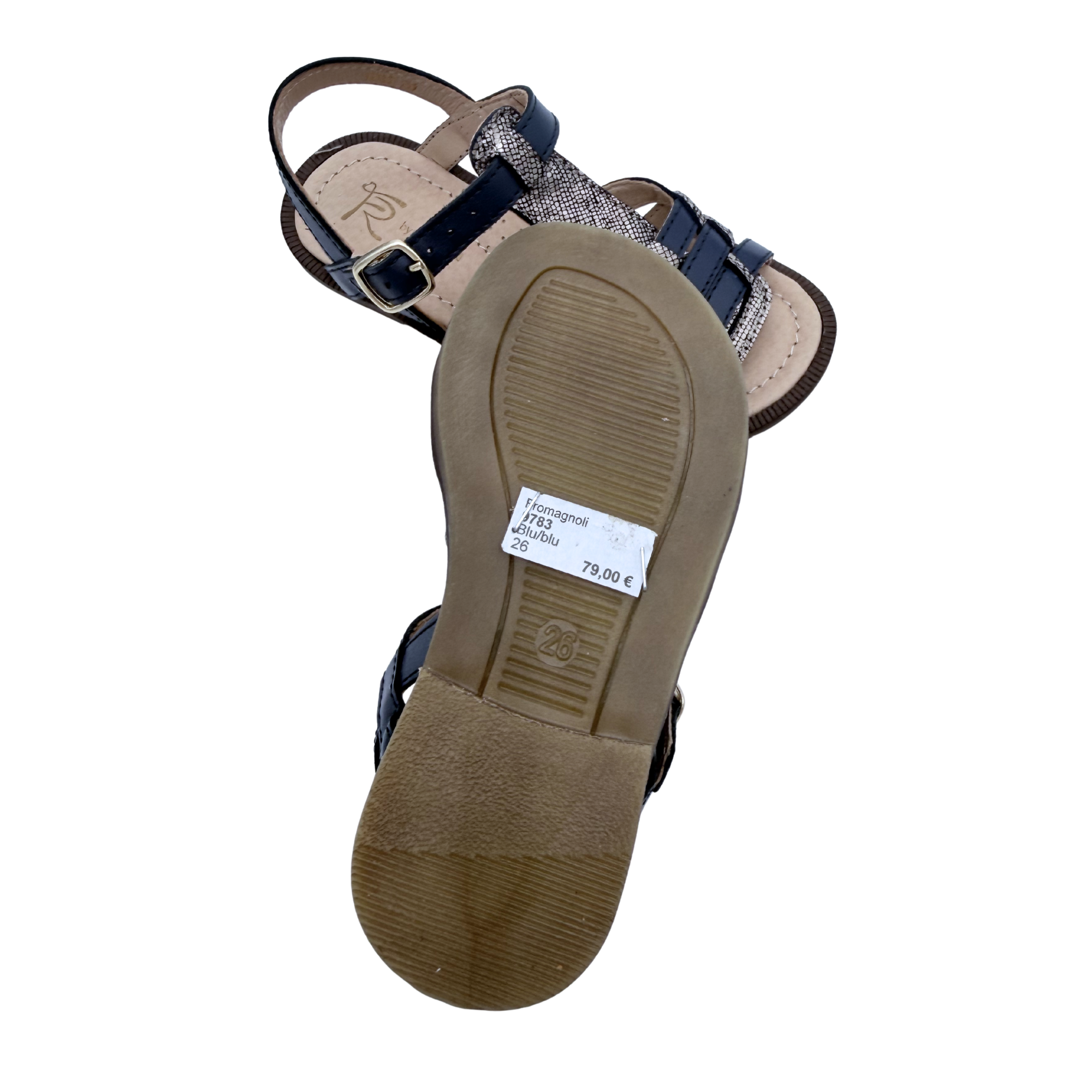 Sandales bleu marine et argentées — 26