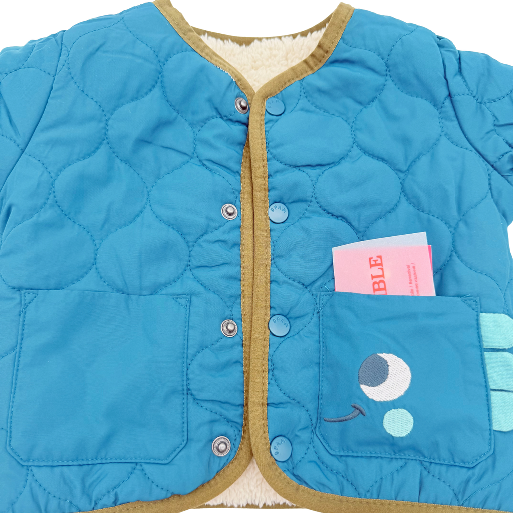 Veste réversible bébé écrue et bleu canard - 9 mois