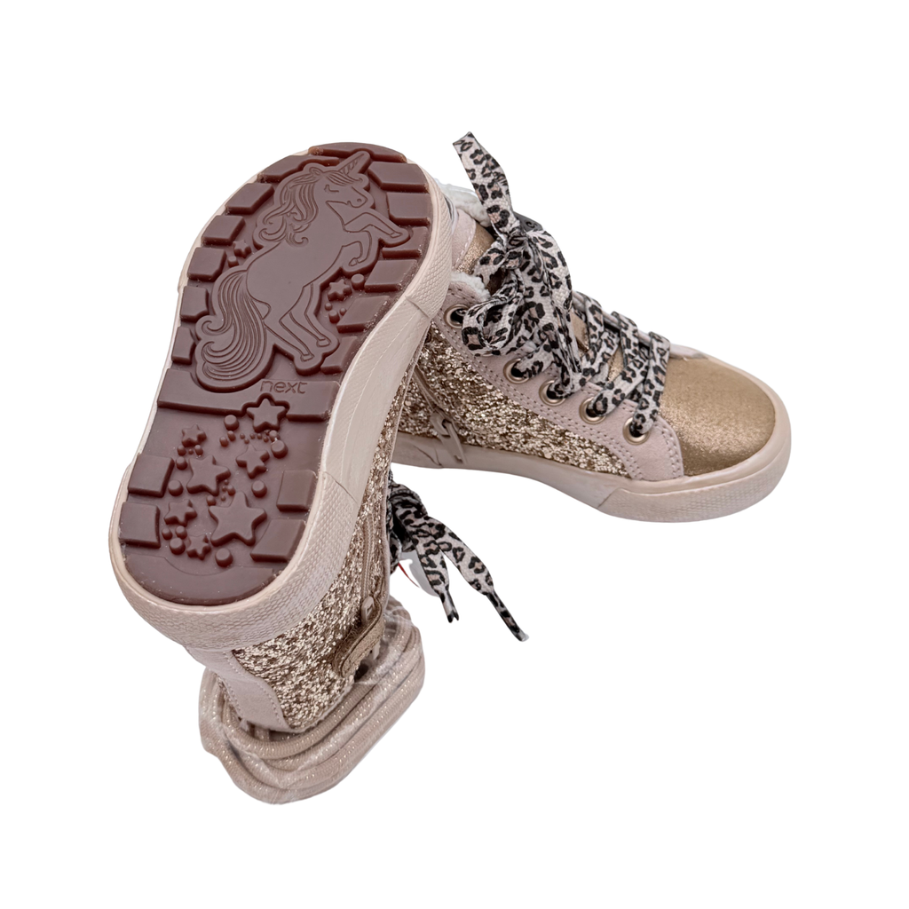 Baskets montantes enfant rose poudré et doré pailleté - 23