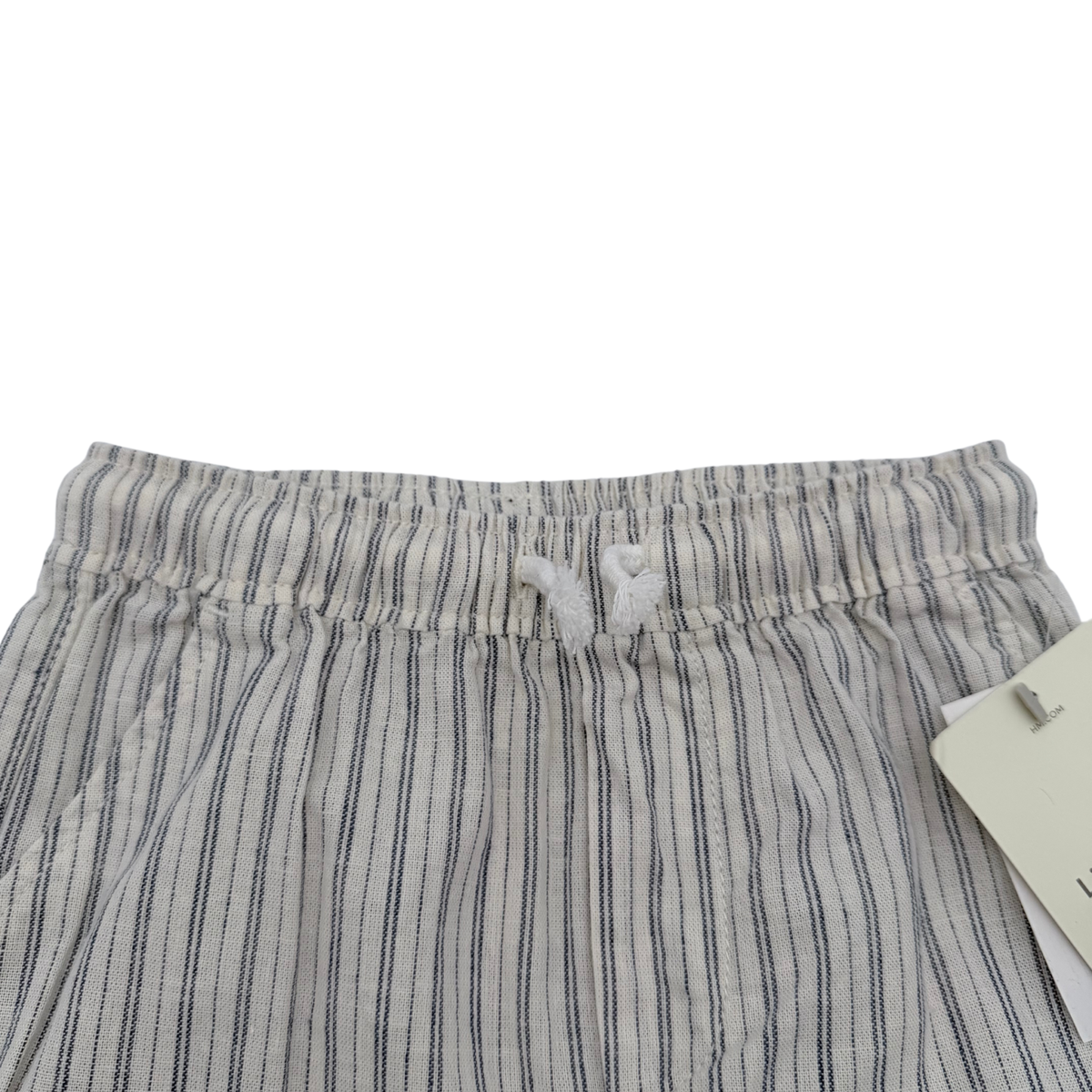 Pantalon enfant rayé en mélange de lin écru et bleu - 18-24 mois