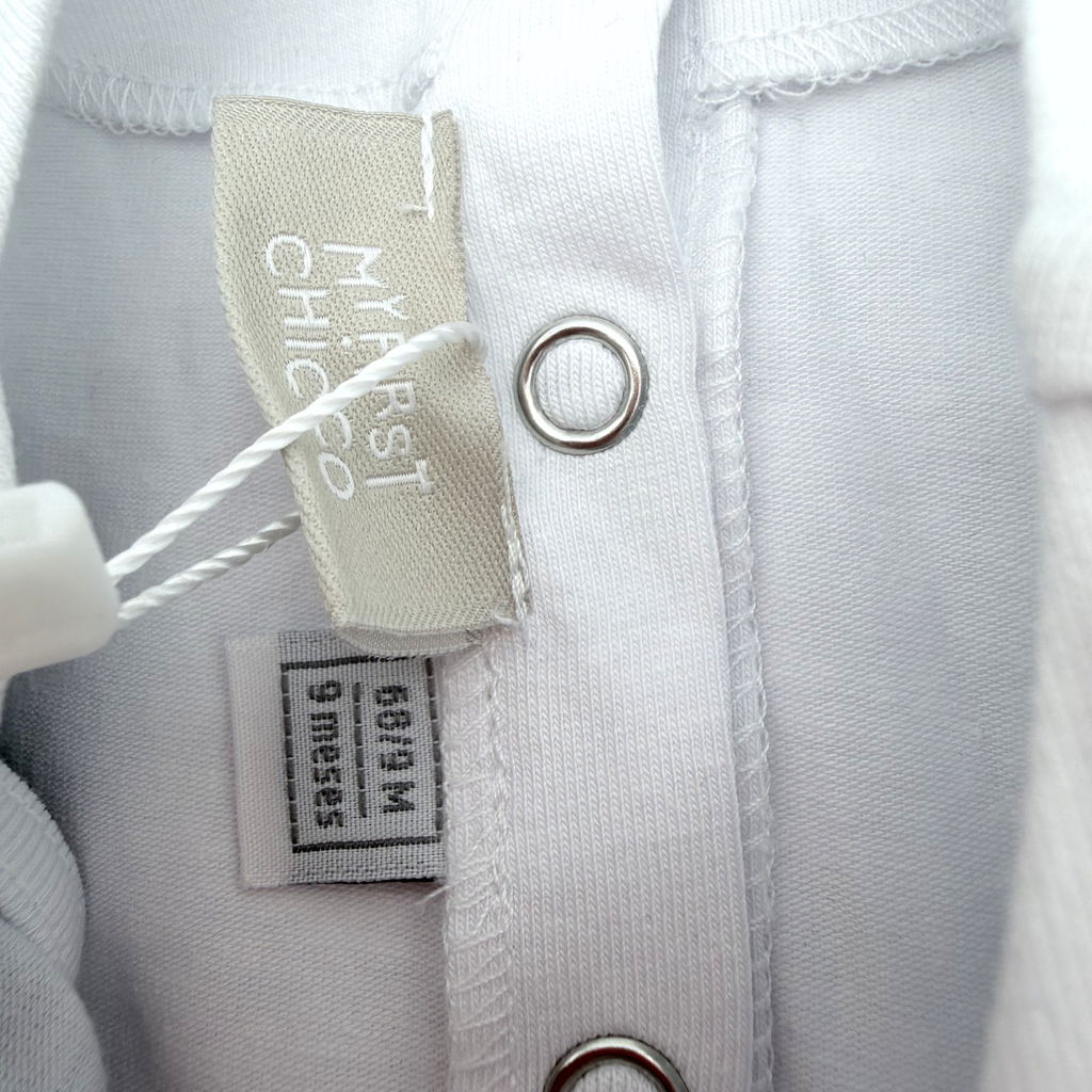 Robe à pois bleu marine et blanc — 9 mois
