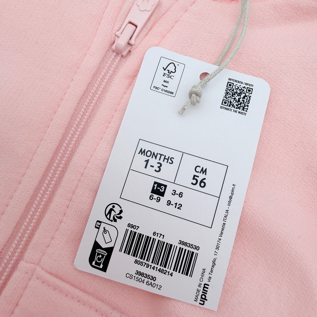 Ensemble bébé rose avec sweat à capuche et pantalon - 1-3 mois