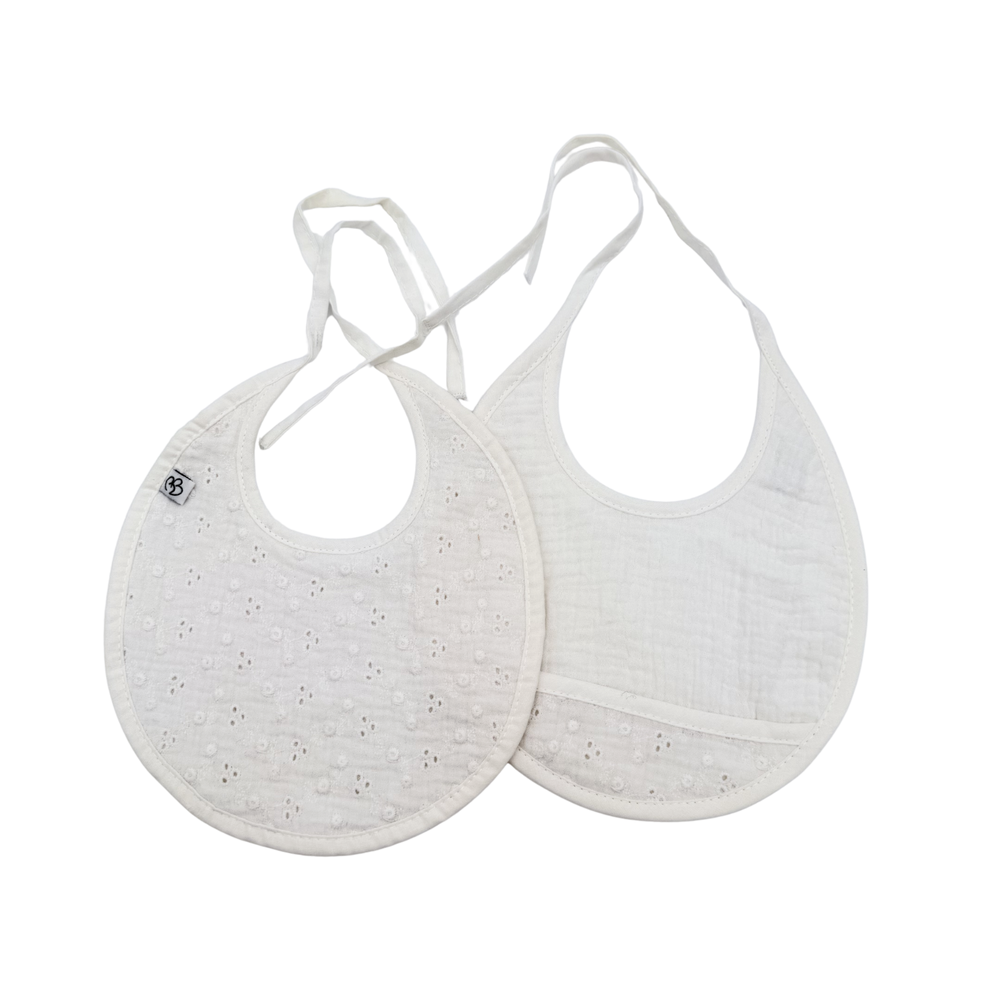 Lot de 2 bavoirs gaze de coton blancs