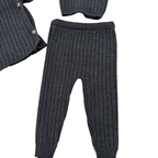 Ensemble maille côtelée anthracite bébé avec bonnet — 6 mois