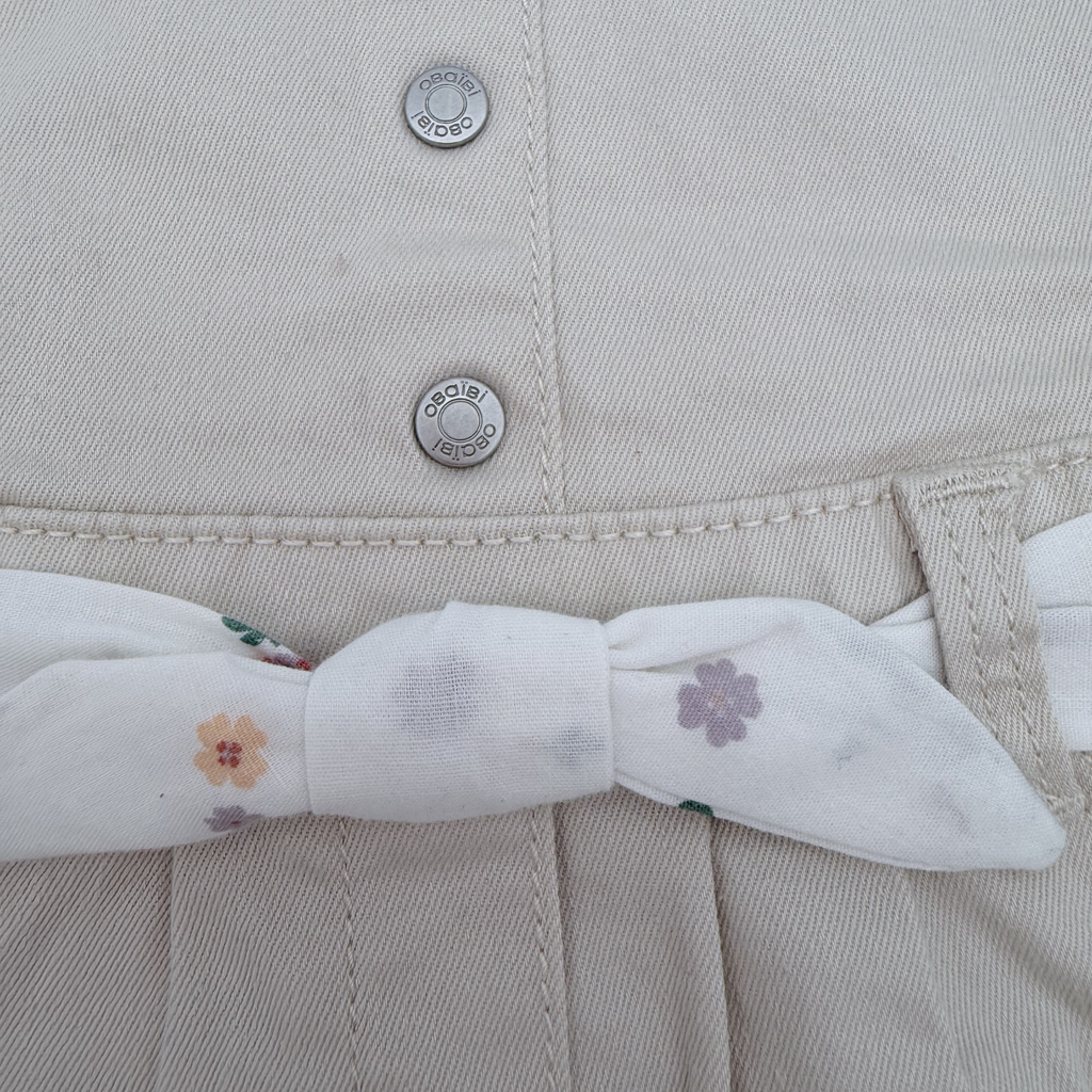 Robe salopette beige fleurie — 12 mois