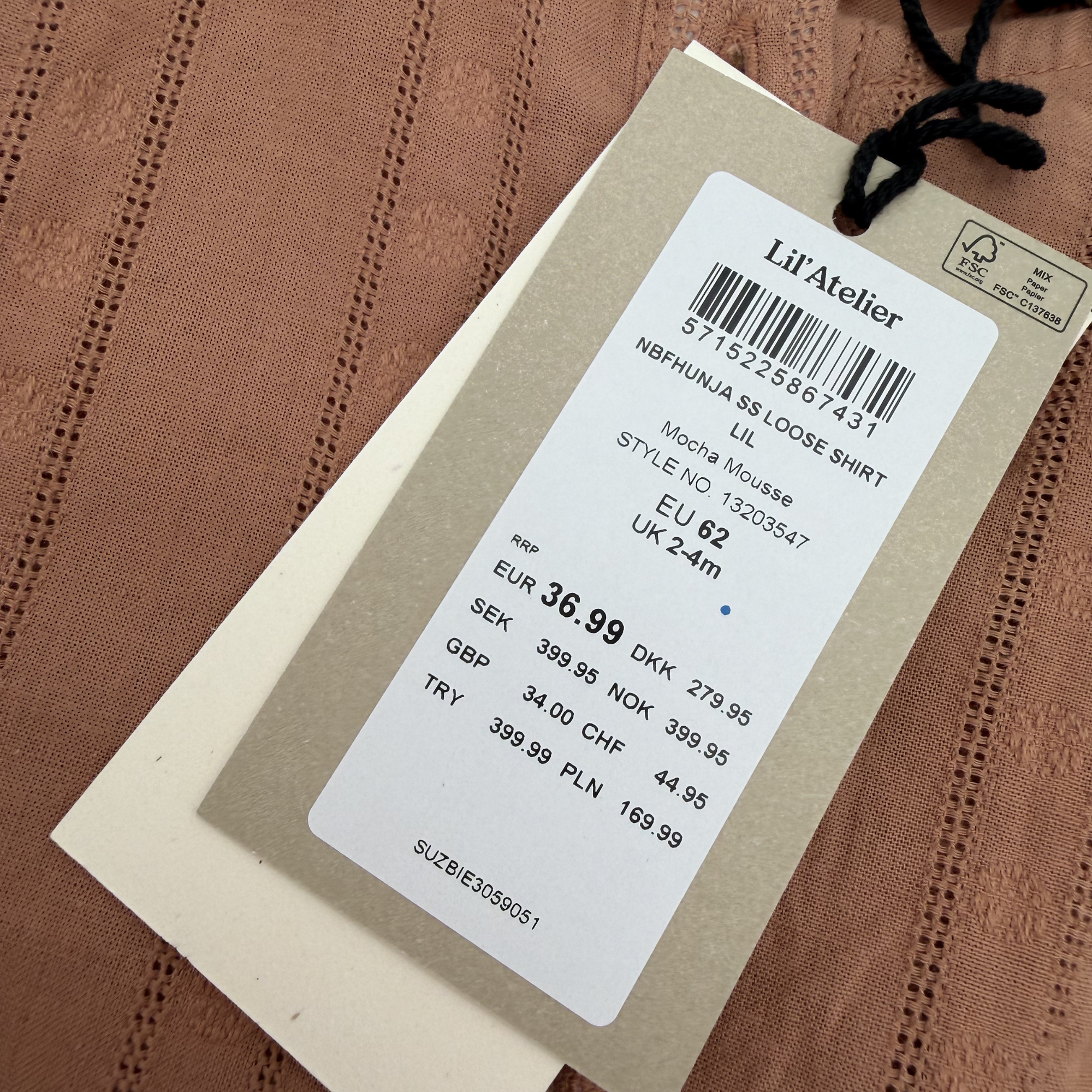 Blouse marron — 2-4 mois