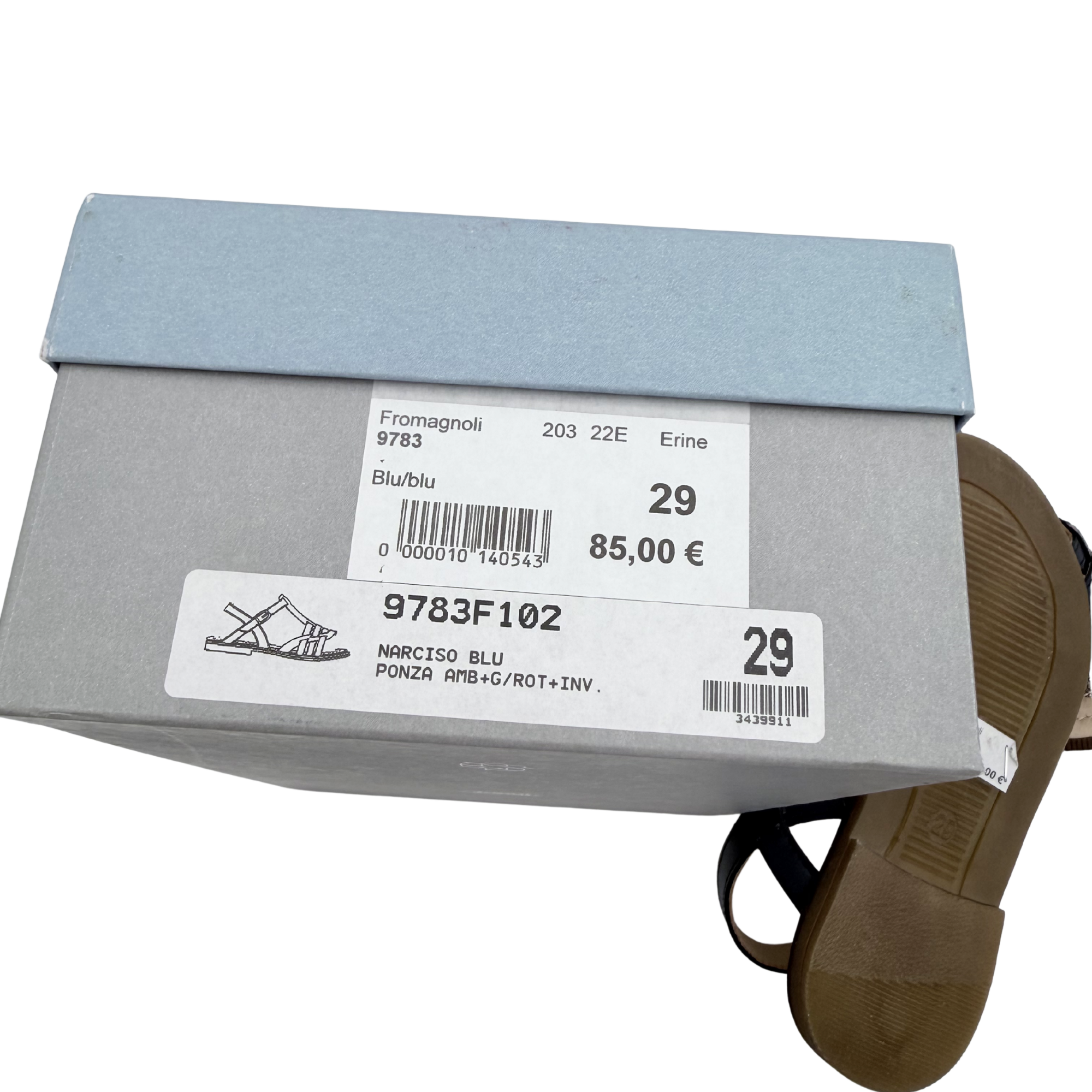 Sandales bleu marine et argentées — 29