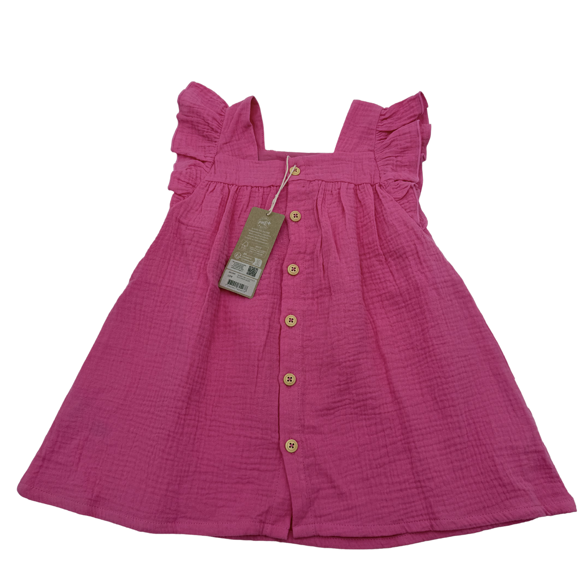 Robe en gaze de coton brodée coquillages — 12 mois