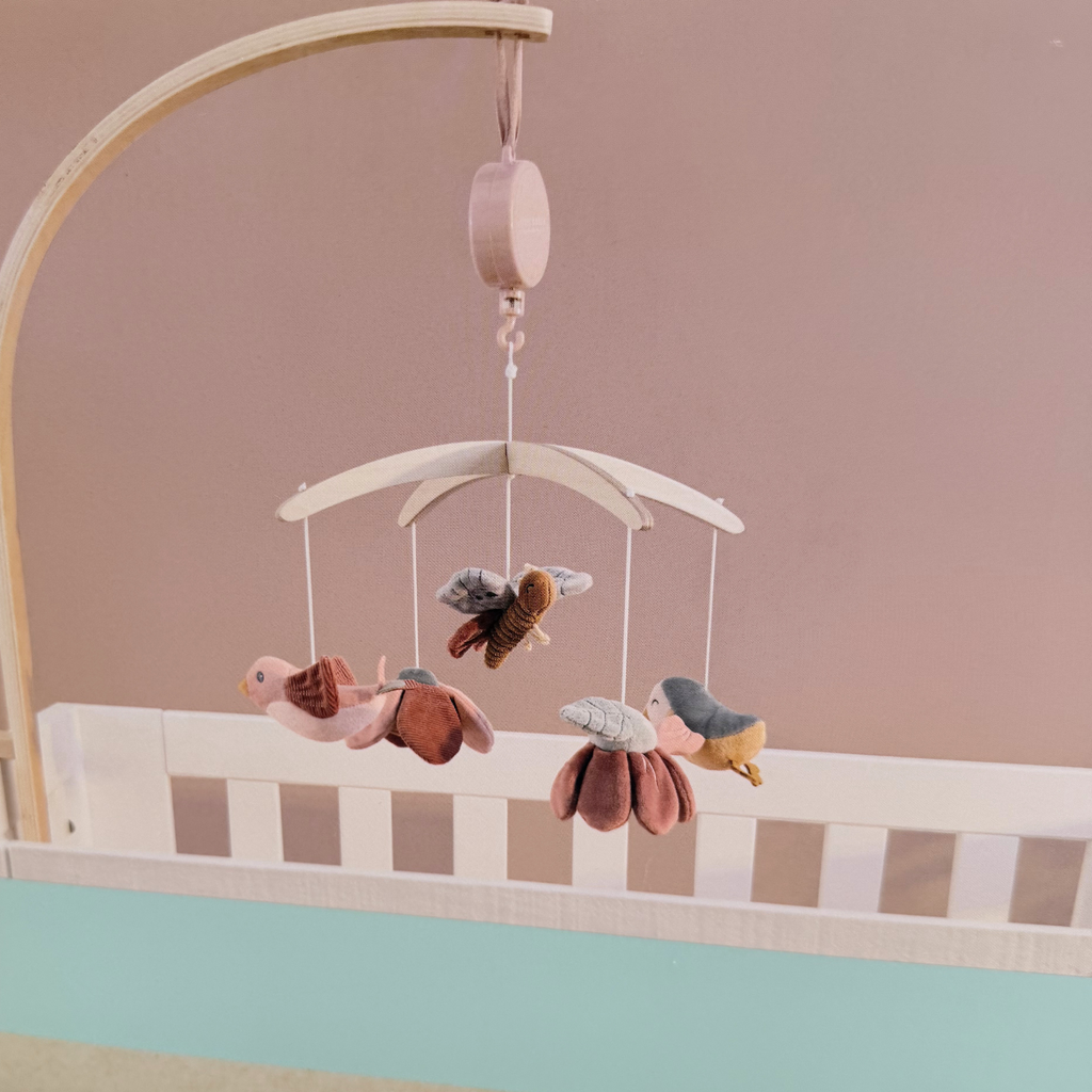 Mobile musical fleurs et papillons rose