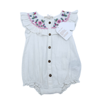 Barboteuse blanche brodée — 6 mois