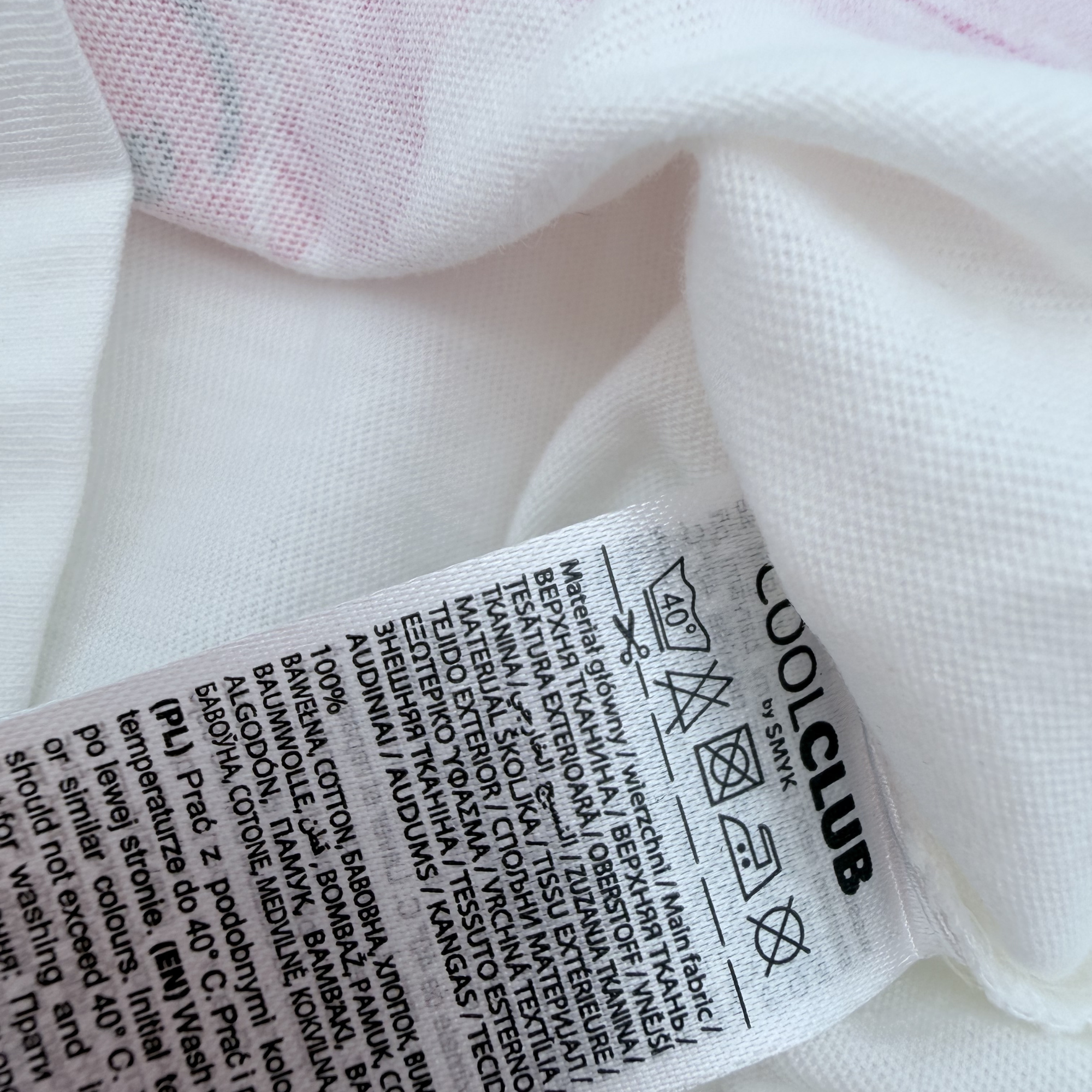 T-shirt bébé blanc girafes roses — 6-9 mois