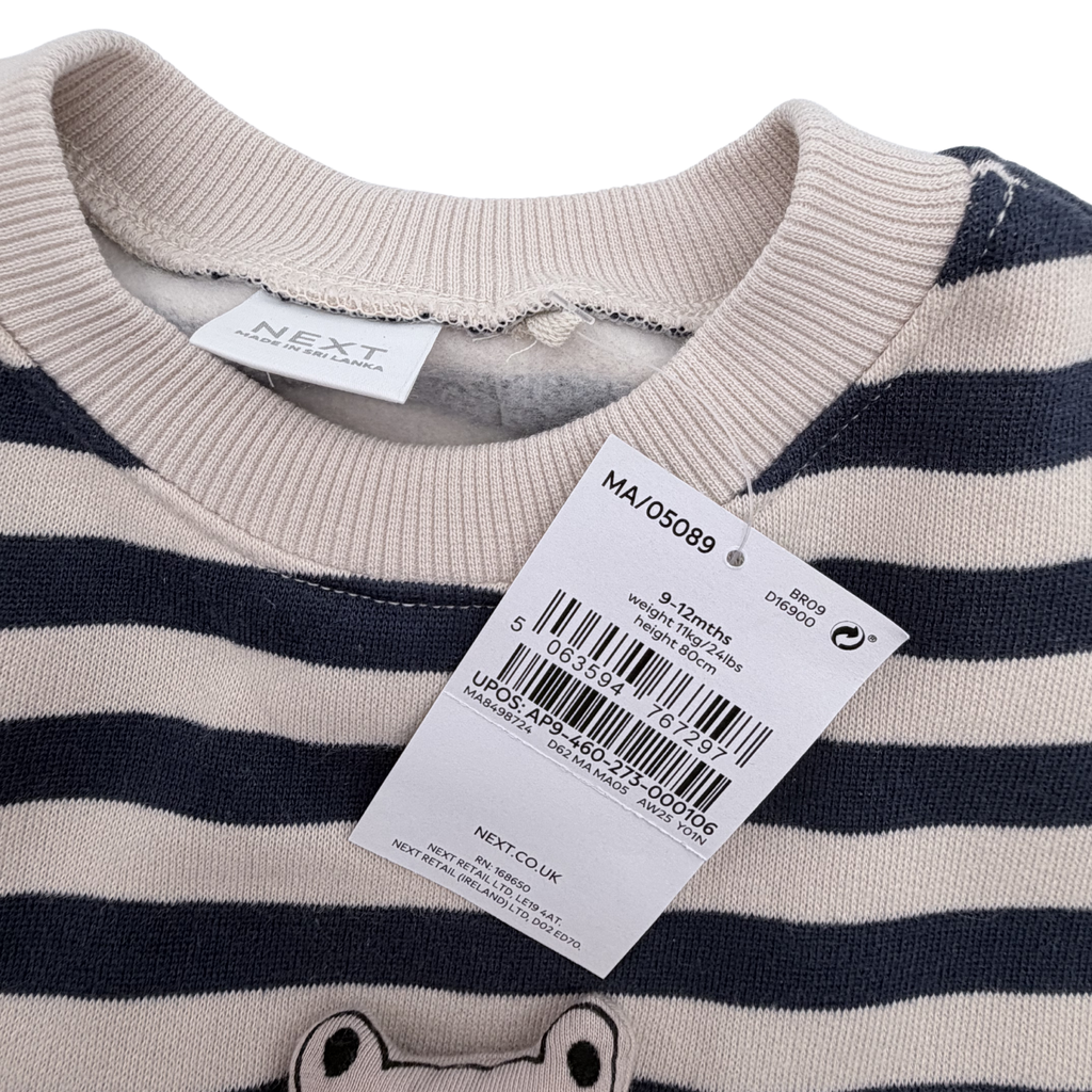 Robe bi-matière rayée et gaze de coton — 9-12 mois