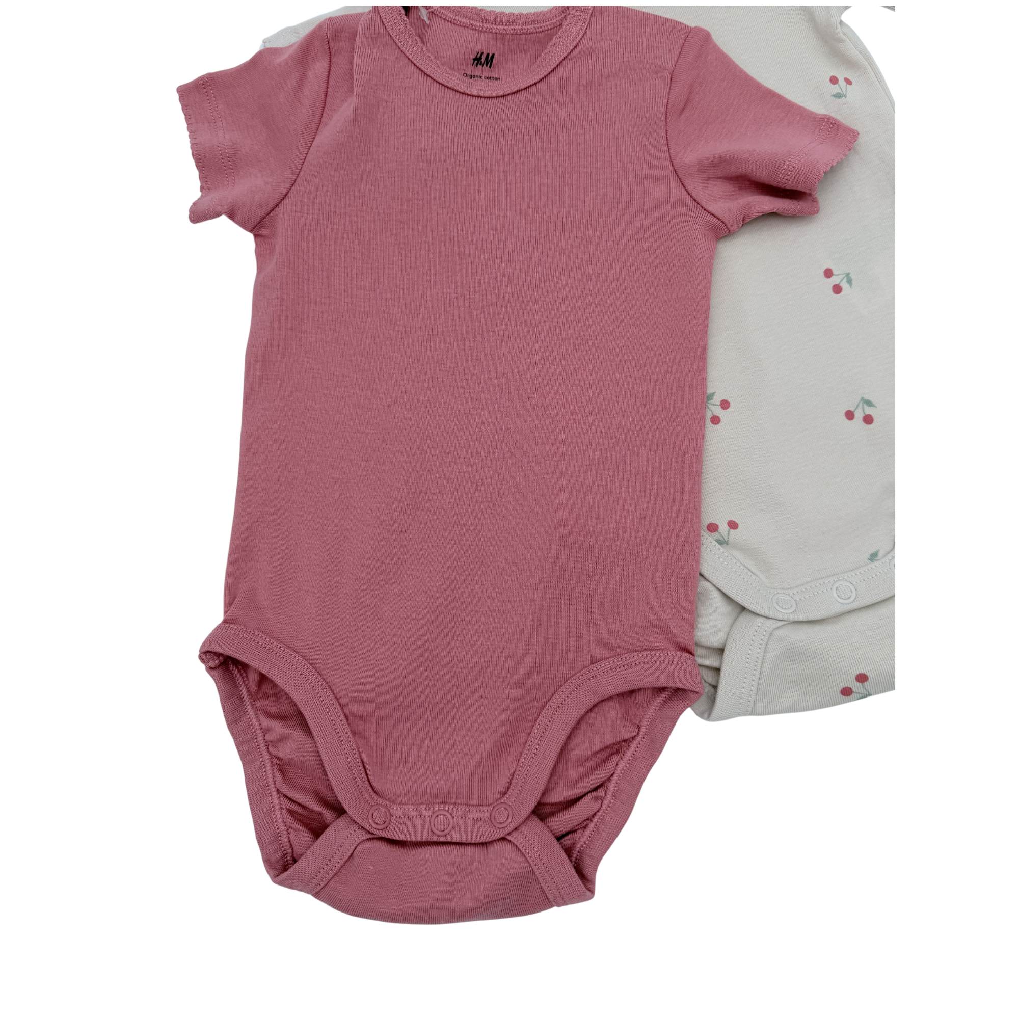 Lot de 2 bodies manches courtes rose & cerises — 4-6 mois