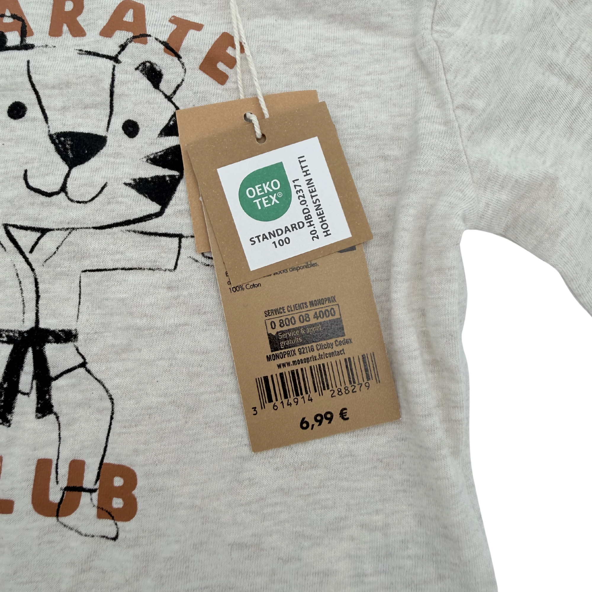 T-shirt manches longues tigre karate — 6 mois
