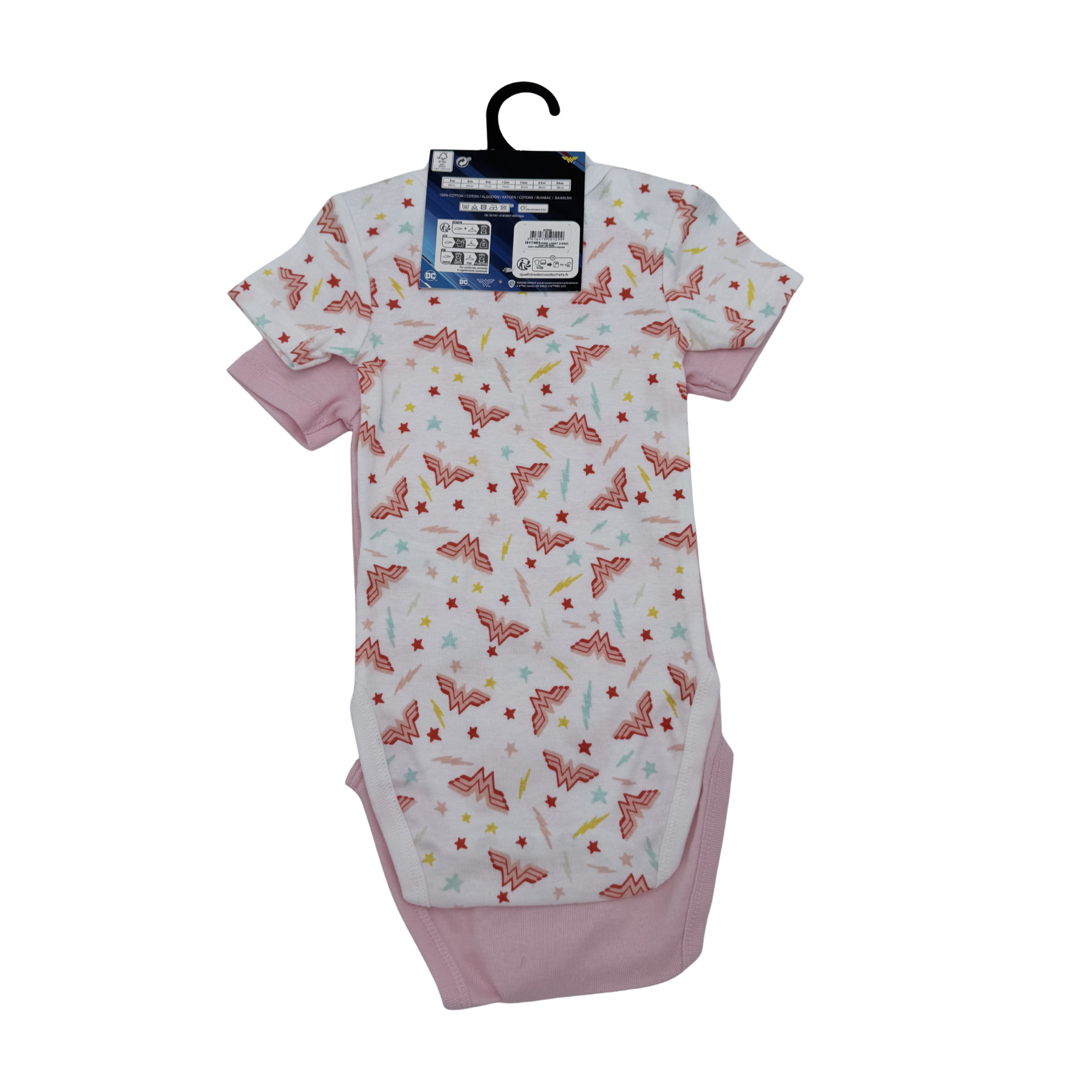 Lot de 2 bodies manches courtes Wonder Woman — 6 mois