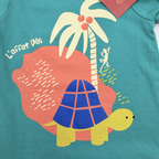 Body turquoise imprimé île et tortue — 6-12 mois