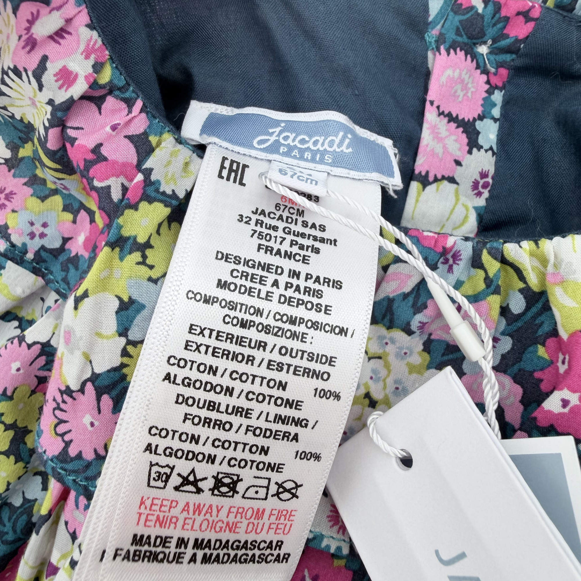 Robe fleurie multicolore à col volanté — 6 mois