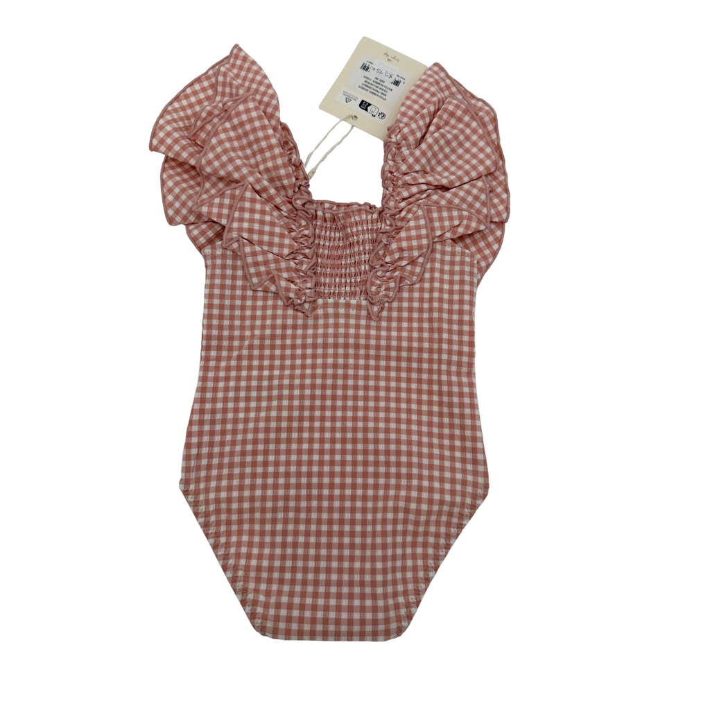 Maillot de bain à carreaux avec volants — 6 mois