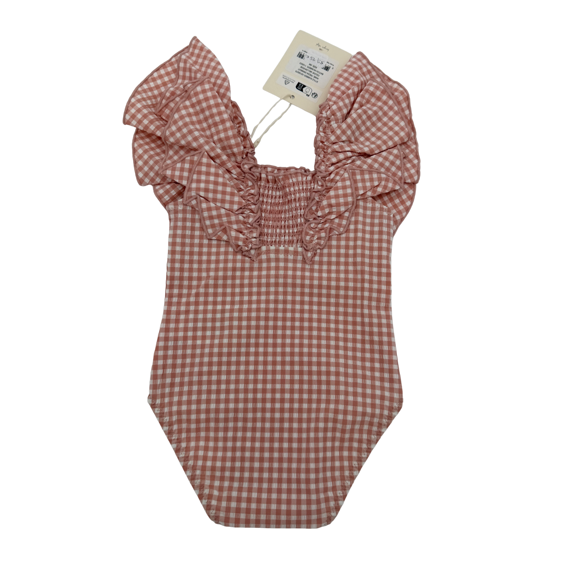 Maillot de bain à carreaux avec volants — 6 mois