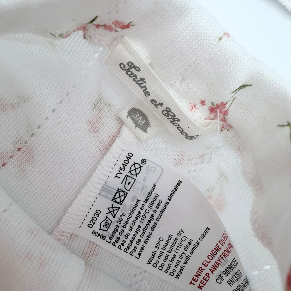 Ensemble blanc imprimé fleurs — 3 mois