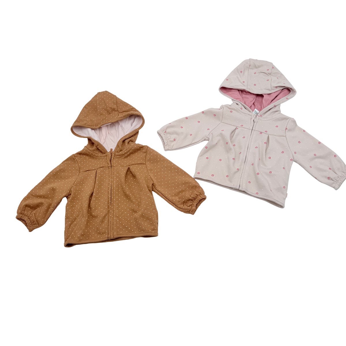 Lot de 2 vestes à capuche bébé fille camel et beige - 6 mois