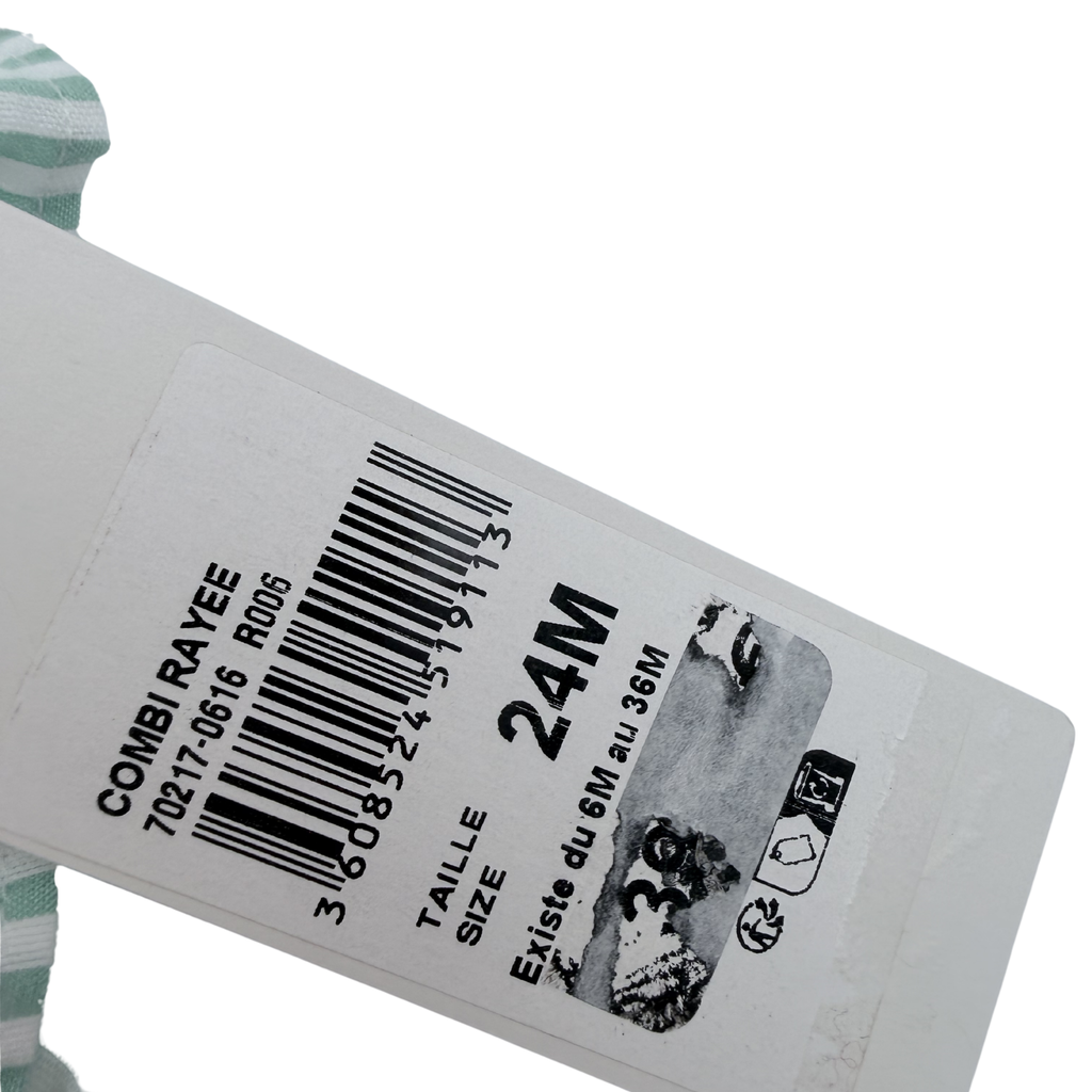 Combishort menthe et blanche - 24 mois
