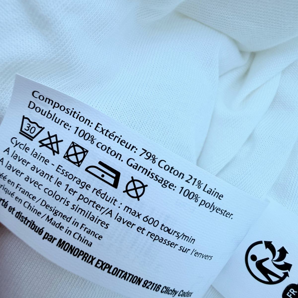 Gigoteuse blanche en maille texturée TOG 3,5 - 0-6 mois