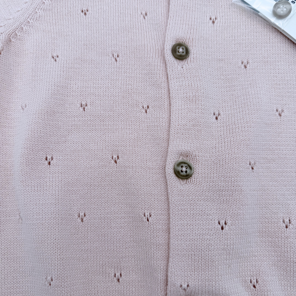 Gilet en maille ajourée rose pâle — 12 mois