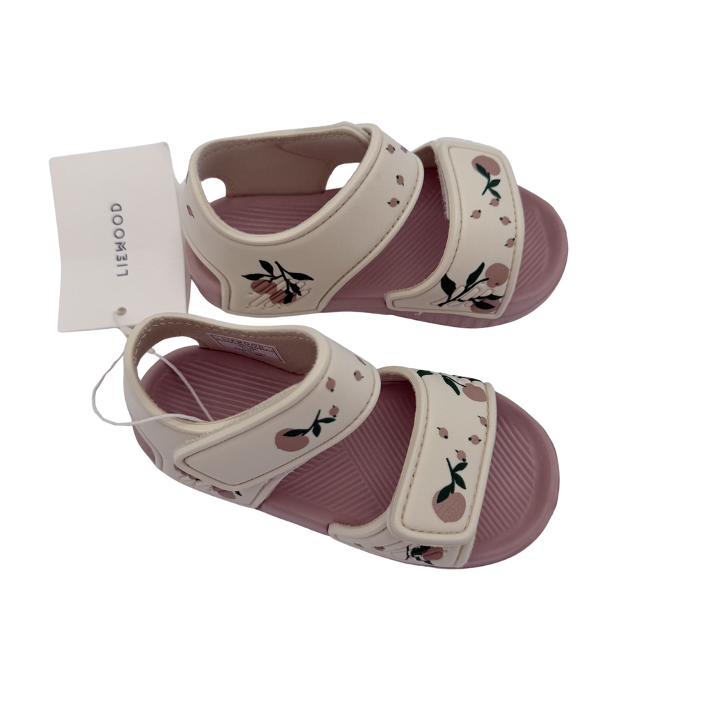 Sandales bébé roses à motifs fleuris  — 22