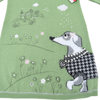 Robe en maille verte motif chien - 2 ans