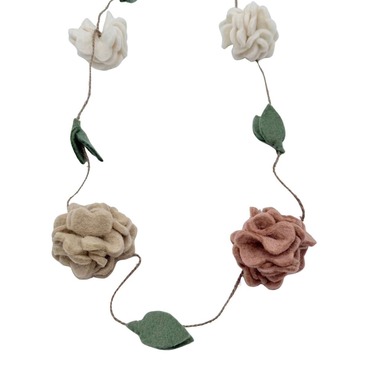 Guirlande décorative fleurs corail, beige et blanc
