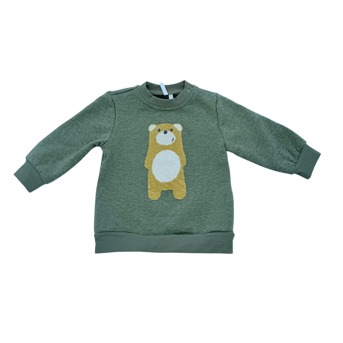 Sweat bébé vert avec broderie ours - 3 mois