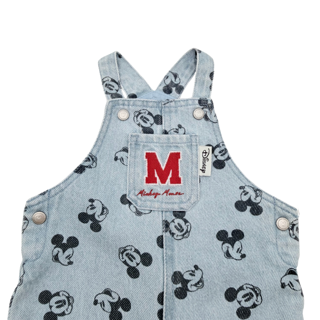 Salopette en jean bébé Mickey bleu clair - 6 mois