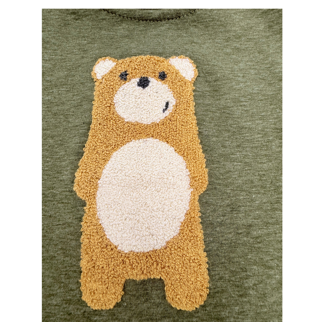 Sweat bébé vert avec broderie ours - 3 mois
