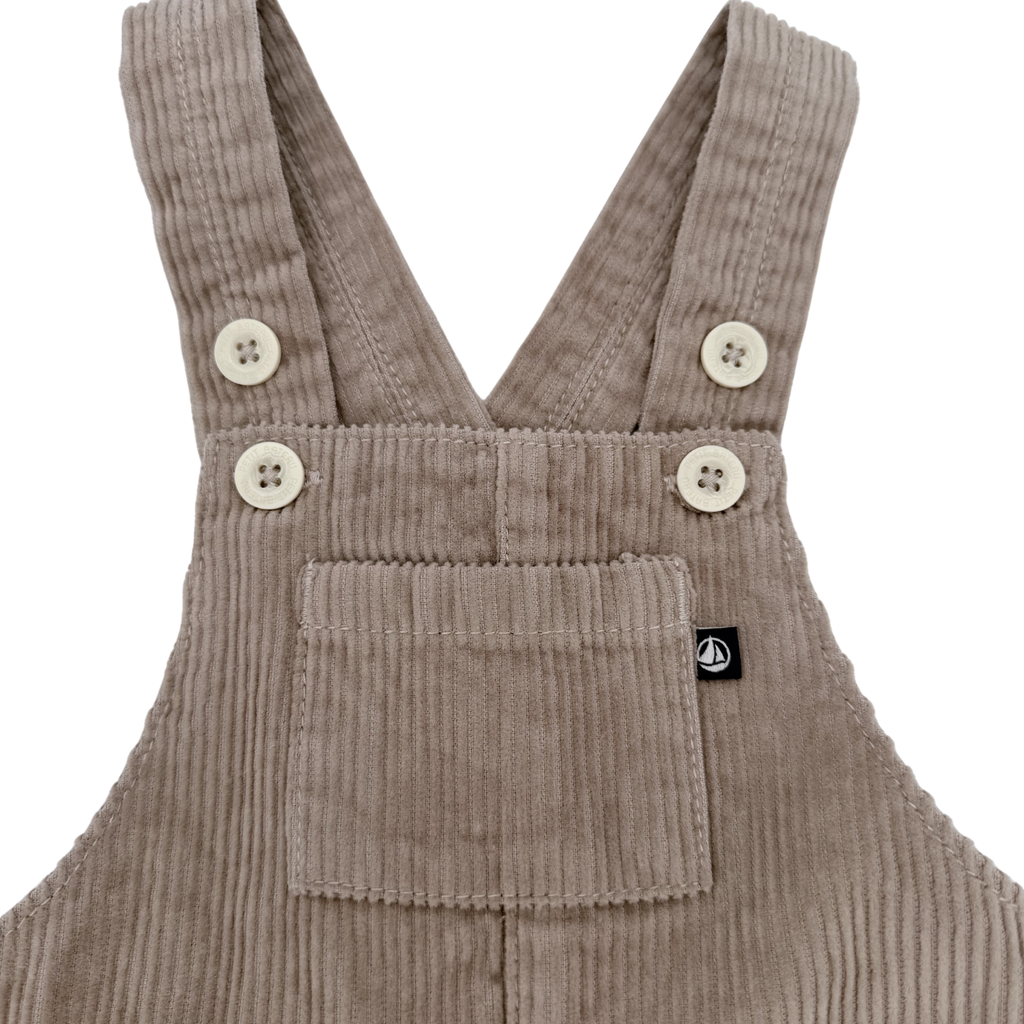 Salopette bébé beige en velours côtelé — 6 mois