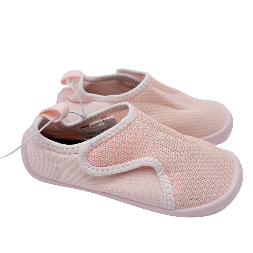Chaussons à scratch respirants rose et blanc - 25