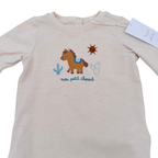 Ensemble bébé t-shirt et pantalon beige et bleu - 6 mois