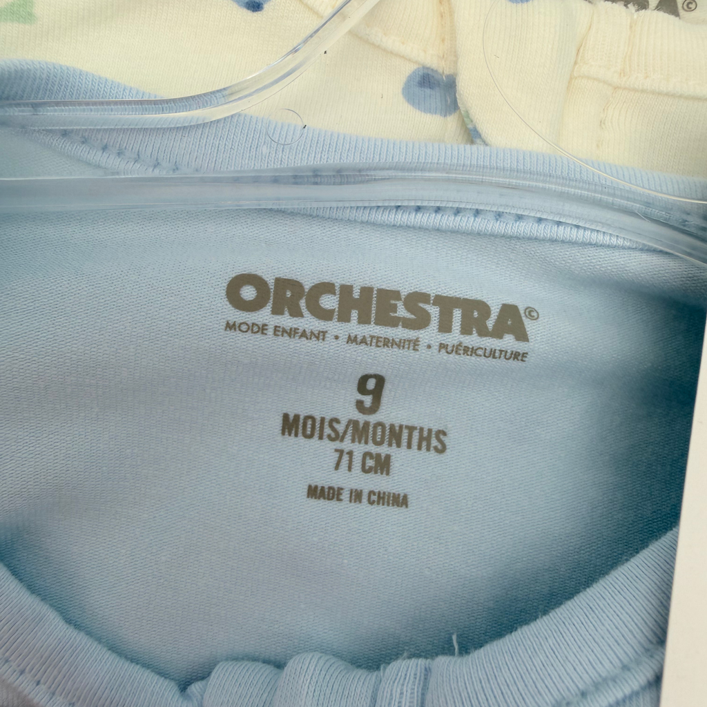 Lot de 2 pyjamas bébé zippés bleu - 9 mois