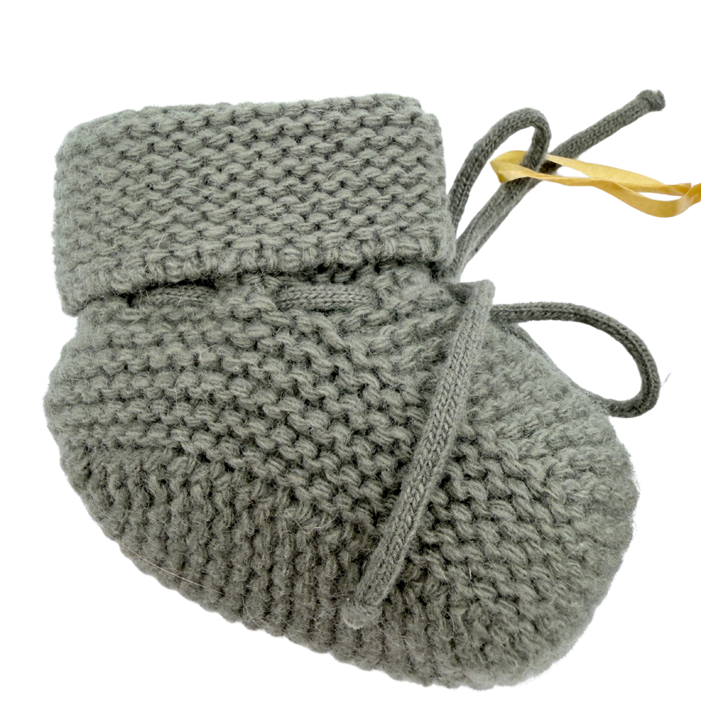 Chaussons bébé Suzon en laine vert - 0-6 mois